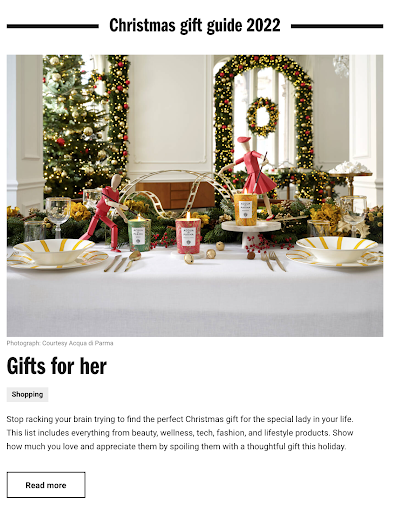 content hubs examples christmas gifts