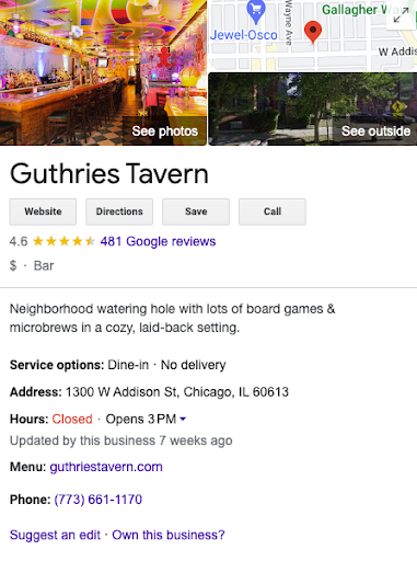 google serp feature guthries places