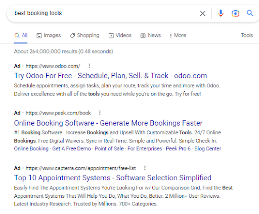 google serp feature search ads