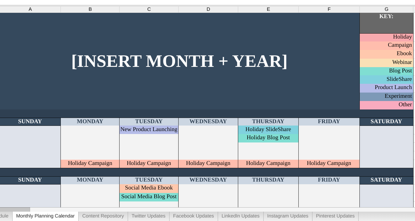 Business Instagram Content Calendar HubSpot content posting calendar monthly view